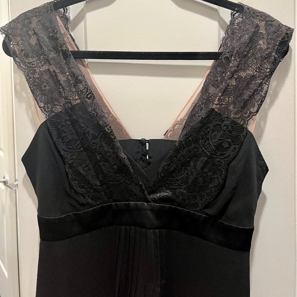 BCBG Lace Black Silk Top, Small - Picture 1 of 6
